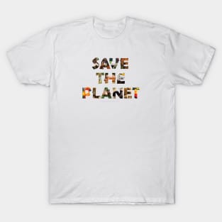 Save The Planet - wildlife oil painting wordart T-Shirt